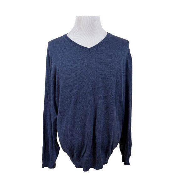 Apt. 9 Merino Blend Sweater Men's  XXL Pullover V-Neck Blue Preppy Office - Picture 1 of 7